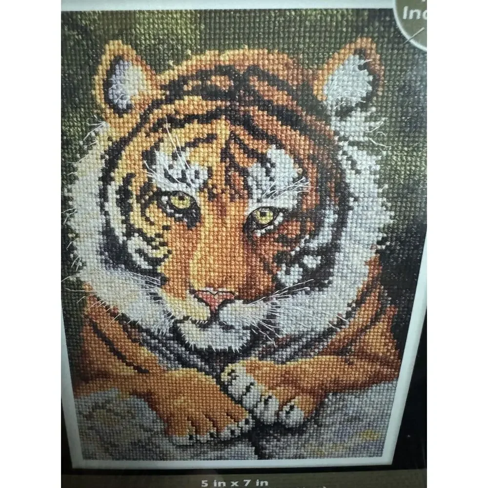 Plaid Bucilla Benji Tiger Counted Cross Stitch Kit 5x7 WM45701 DMC Floss NEW